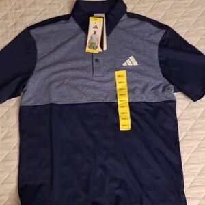 Adidas Men's Navy and Heather Polo Shirt